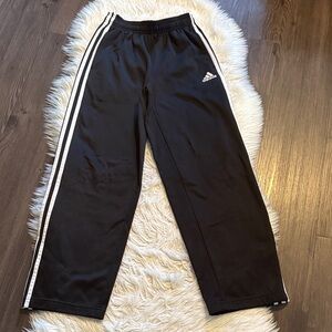 Adidas Kids Black Joggers with White Stripes - loose fit -M